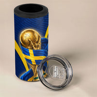 Personalized Sweden Football Trophy 4 in 1 Can Cooler Tumbler Golden Cup Flag Ribbon Dynamic Stripes