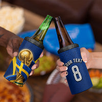 Personalized Sweden Football Trophy 4 in 1 Can Cooler Tumbler Golden Cup Flag Ribbon Dynamic Stripes