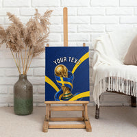 Personalized Sweden Football Trophy Canvas Wall Art Golden Cup Flag Ribbon Dynamic Stripes