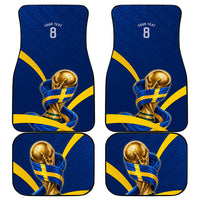 Personalized Sweden Football Trophy Car Mats Golden Cup Flag Ribbon Dynamic Stripes