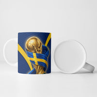 Personalized Sweden Football Trophy Ceramic Mug Golden Cup Flag Ribbon Dynamic Stripes