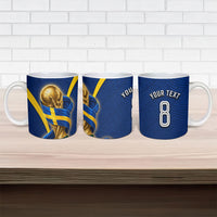 Personalized Sweden Football Trophy Ceramic Mug Golden Cup Flag Ribbon Dynamic Stripes