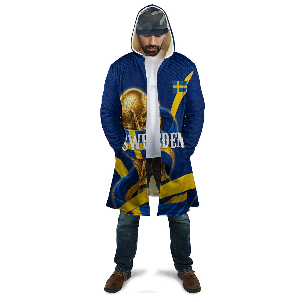 Personalized Sweden Football Trophy Cloak Golden Cup Flag Ribbon Dynamic Stripes