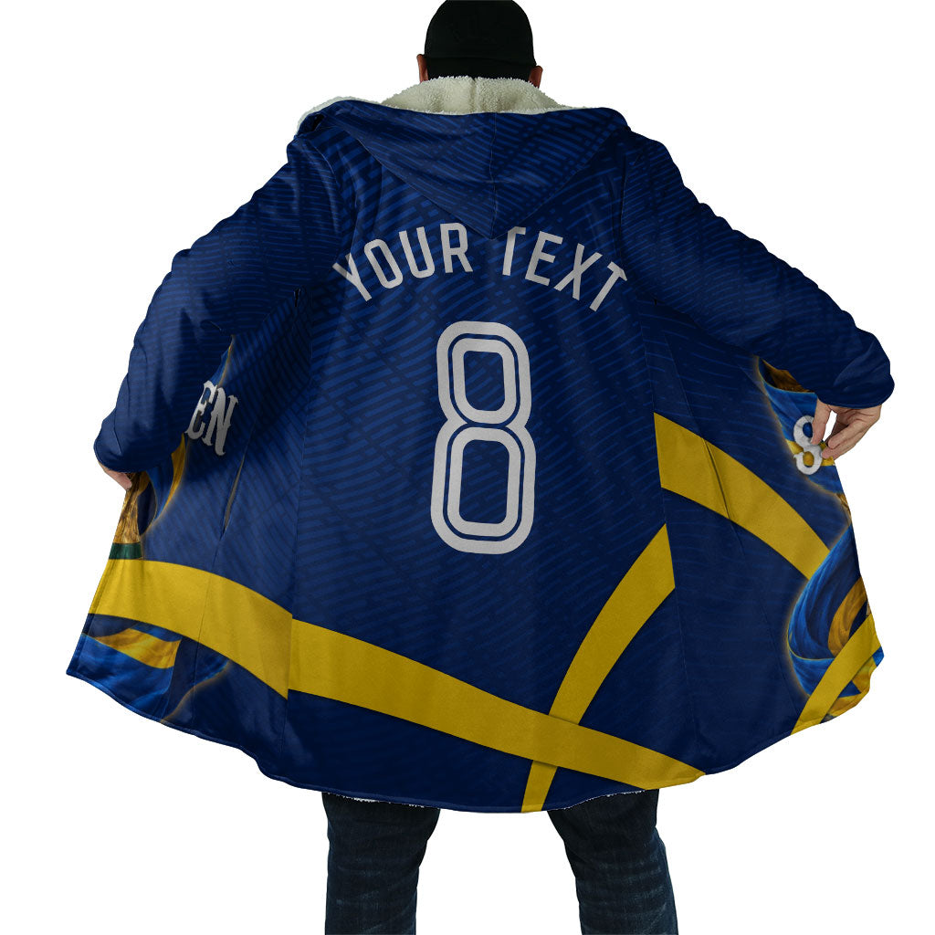 Personalized Sweden Football Trophy Cloak Golden Cup Flag Ribbon Dynamic Stripes