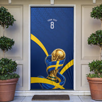 Personalized Sweden Football Trophy Door Cover Golden Cup Flag Ribbon Dynamic Stripes