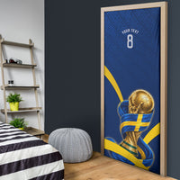 Personalized Sweden Football Trophy Door Cover Golden Cup Flag Ribbon Dynamic Stripes