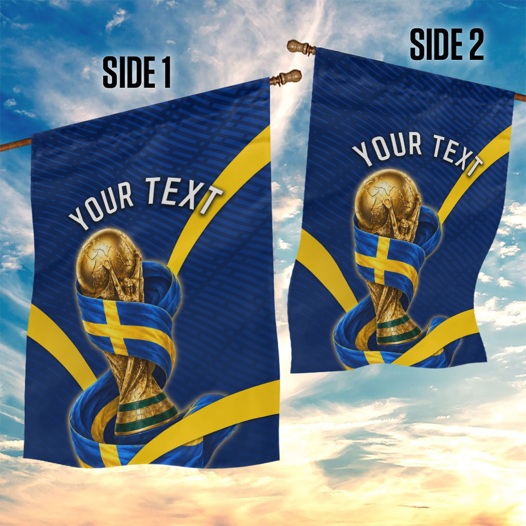 Personalized Sweden Football Trophy Garden Flag Golden Cup Flag Ribbon Dynamic Stripes