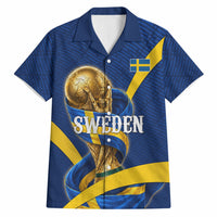 Personalized Sweden Football Trophy Hawaiian Shirt Golden Cup Flag Ribbon Dynamic Stripes