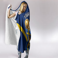 Personalized Sweden Football Trophy Hooded Blanket Golden Cup Flag Ribbon Dynamic Stripes
