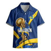 Personalized Sweden Football Trophy Kid Hawaiian Shirt Golden Cup Flag Ribbon Dynamic Stripes