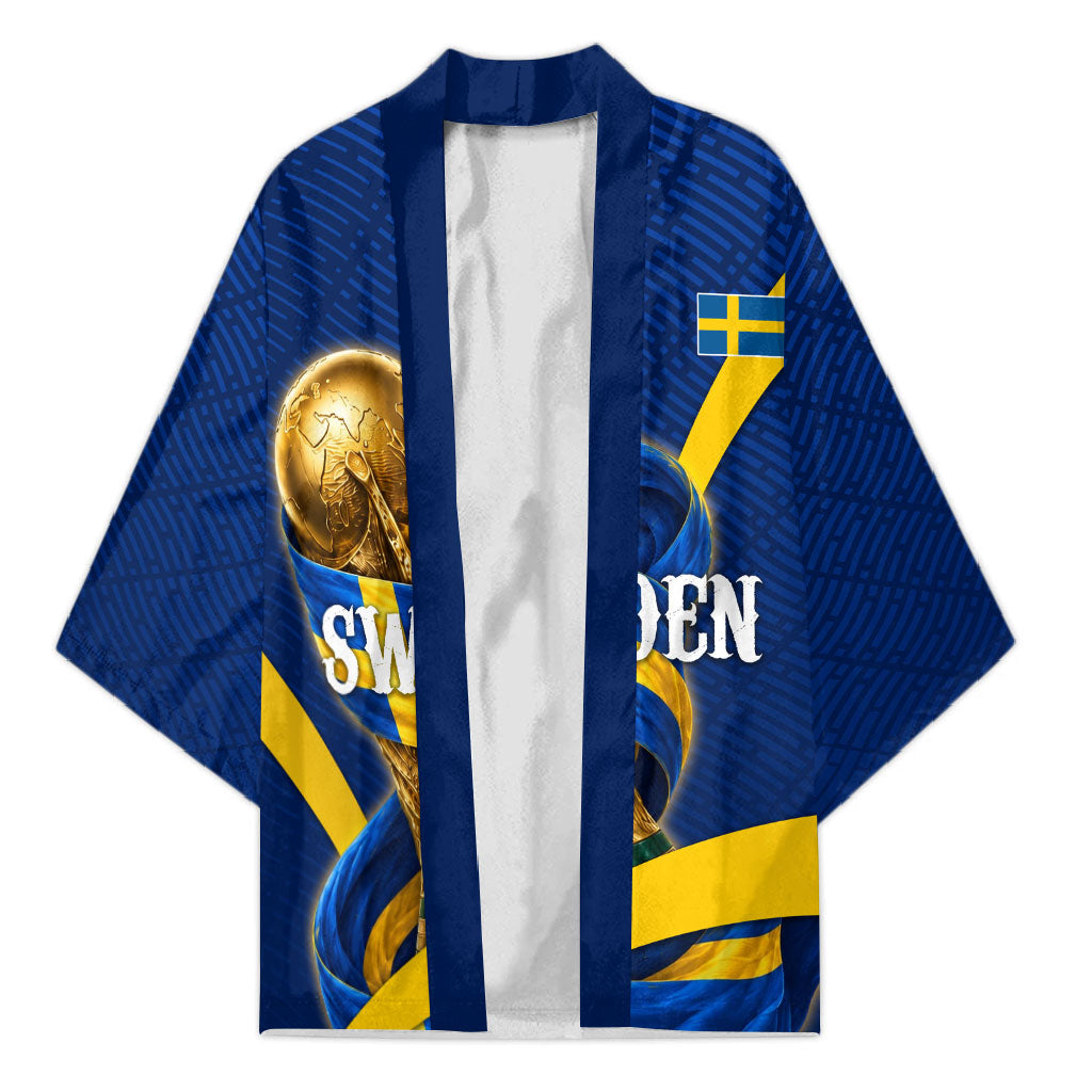 Personalized Sweden Football Trophy Kimono Golden Cup Flag Ribbon Dynamic Stripes