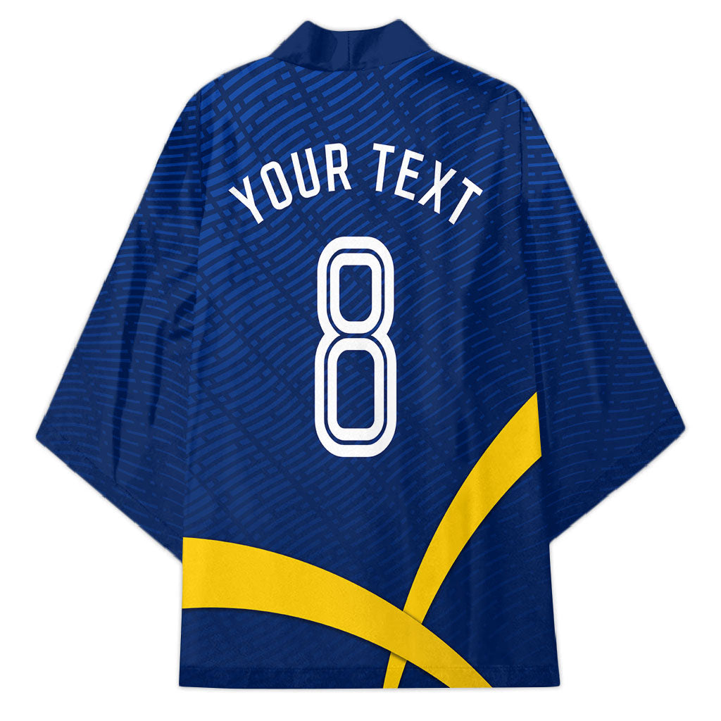 Personalized Sweden Football Trophy Kimono Golden Cup Flag Ribbon Dynamic Stripes