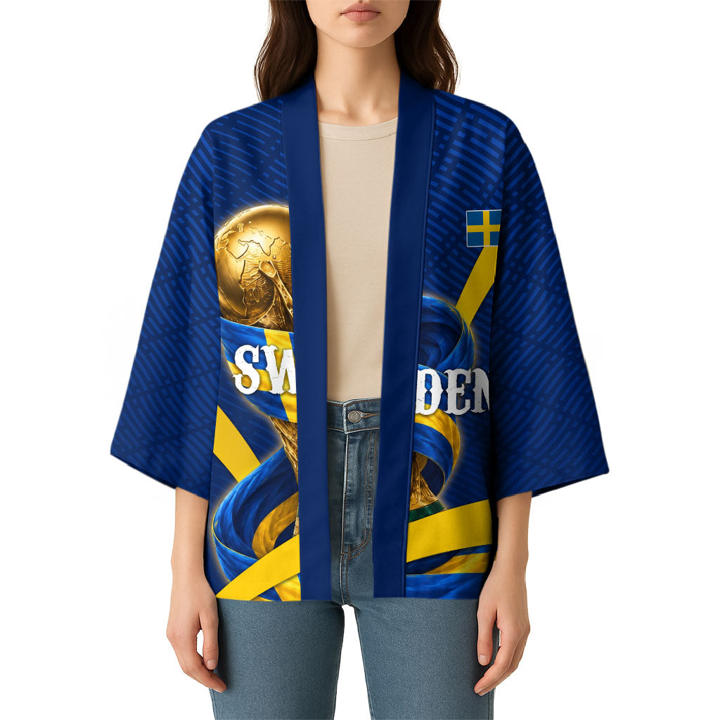 Personalized Sweden Football Trophy Kimono Golden Cup Flag Ribbon Dynamic Stripes