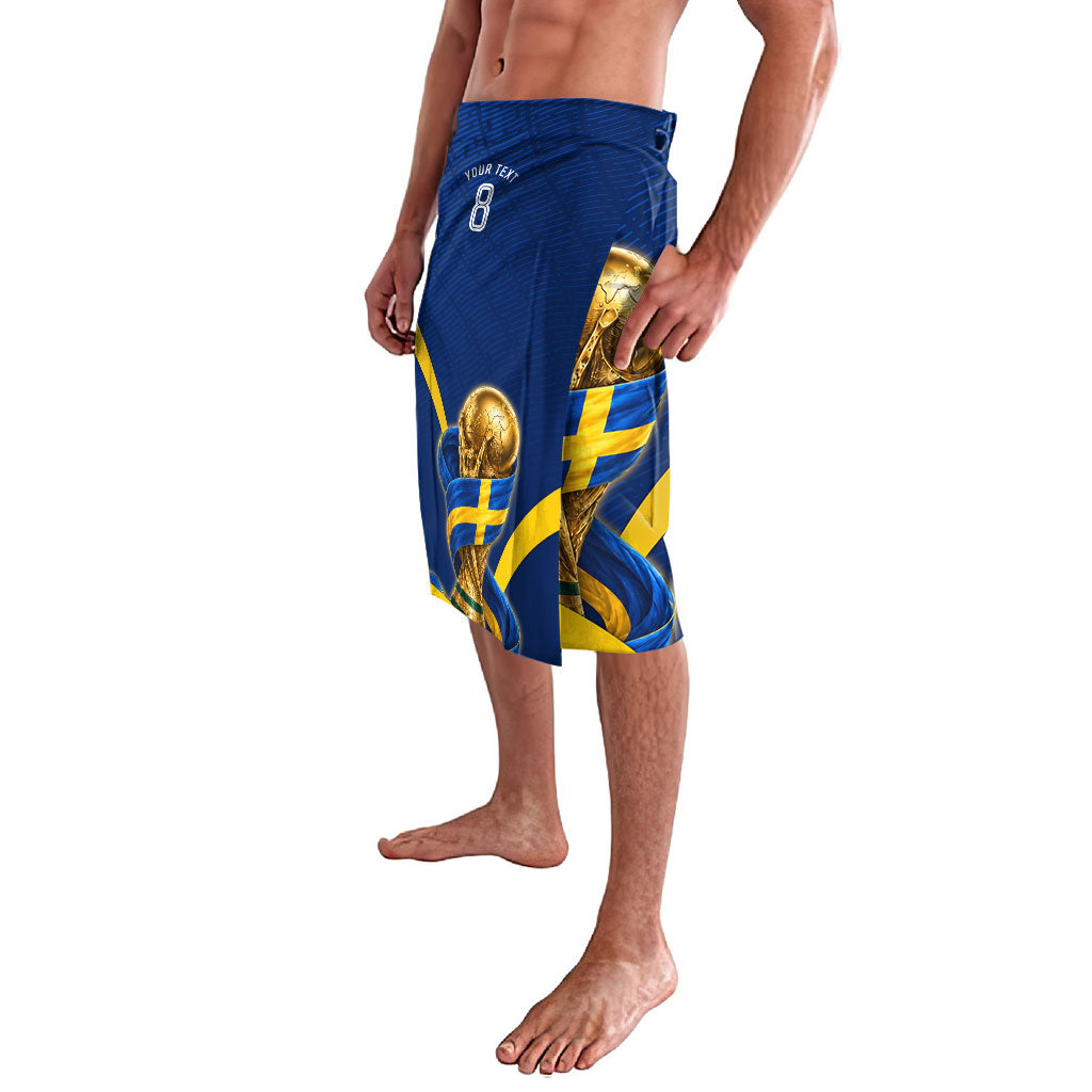 Personalized Sweden Football Trophy Lavalava Golden Cup Flag Ribbon Dynamic Stripes