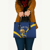 Personalized Sweden Football Trophy Leather Bag Golden Cup Flag Ribbon Dynamic Stripes