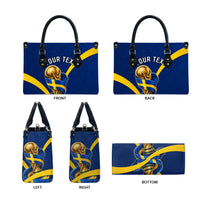 Personalized Sweden Football Trophy Leather Bag Golden Cup Flag Ribbon Dynamic Stripes