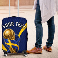 Personalized Sweden Football Trophy Luggage Cover Golden Cup Flag Ribbon Dynamic Stripes