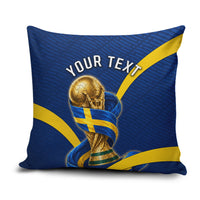 Personalized Sweden Football Trophy Pillow Cover Golden Cup Flag Ribbon Dynamic Stripes