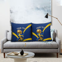 Personalized Sweden Football Trophy Pillow Cover Golden Cup Flag Ribbon Dynamic Stripes