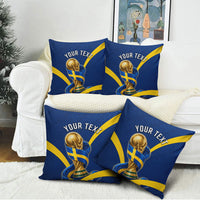 Personalized Sweden Football Trophy Pillow Cover Golden Cup Flag Ribbon Dynamic Stripes