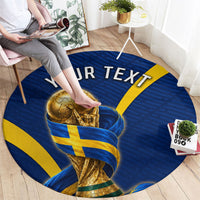 Personalized Sweden Football Trophy Round Carpet Golden Cup Flag Ribbon Dynamic Stripes