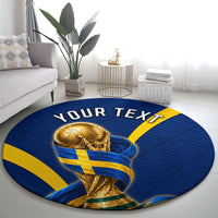 Personalized Sweden Football Trophy Round Carpet Golden Cup Flag Ribbon Dynamic Stripes