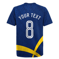 Personalized Sweden Football Trophy Rugby Jersey Golden Cup Flag Ribbon Dynamic Stripes