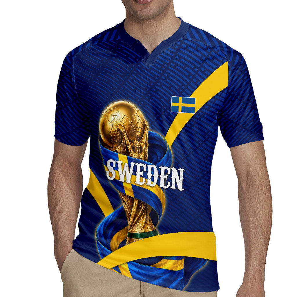 Personalized Sweden Football Trophy Rugby Jersey Golden Cup Flag Ribbon Dynamic Stripes