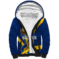 Personalized Sweden Football Trophy Sherpa Hoodie Golden Cup Flag Ribbon Dynamic Stripes