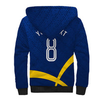 Personalized Sweden Football Trophy Sherpa Hoodie Golden Cup Flag Ribbon Dynamic Stripes