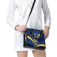 Personalized Sweden Football Trophy Shoulder Handbag Golden Cup Flag Ribbon Dynamic Stripes