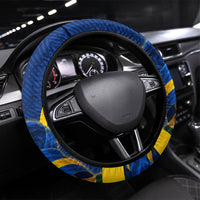 Sweden Football Trophy Steering Wheel Cover Golden Cup Flag Ribbon Dynamic Stripes