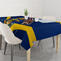 Personalized Sweden Football Trophy Tablecloth Golden Cup Flag Ribbon Dynamic Stripes