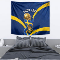 Personalized Sweden Football Trophy Tapestry Golden Cup Flag Ribbon Dynamic Stripes