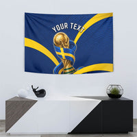 Personalized Sweden Football Trophy Tapestry Golden Cup Flag Ribbon Dynamic Stripes
