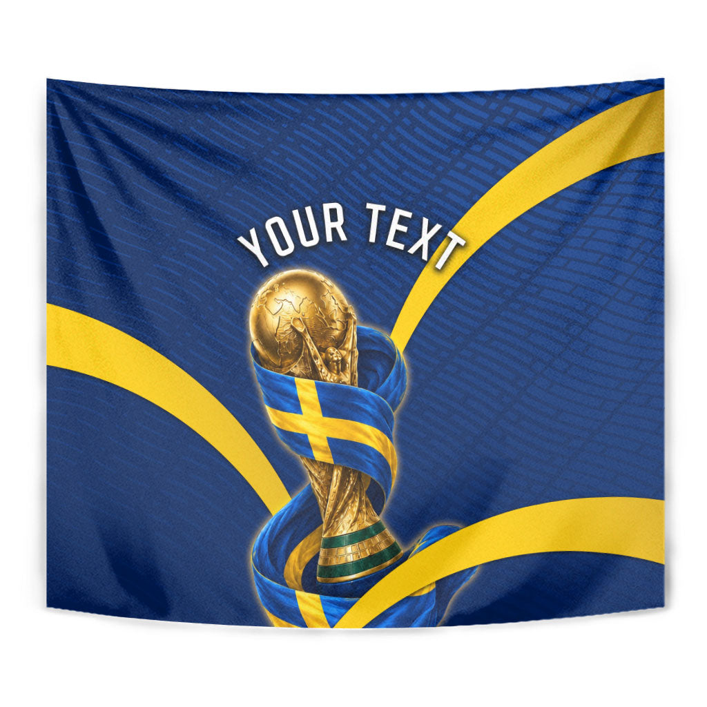 Personalized Sweden Football Trophy Tapestry Golden Cup Flag Ribbon Dynamic Stripes