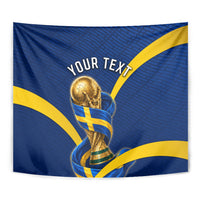 Personalized Sweden Football Trophy Tapestry Golden Cup Flag Ribbon Dynamic Stripes