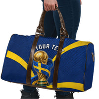 Personalized Sweden Football Trophy Travel Bag Golden Cup Flag Ribbon Dynamic Stripes