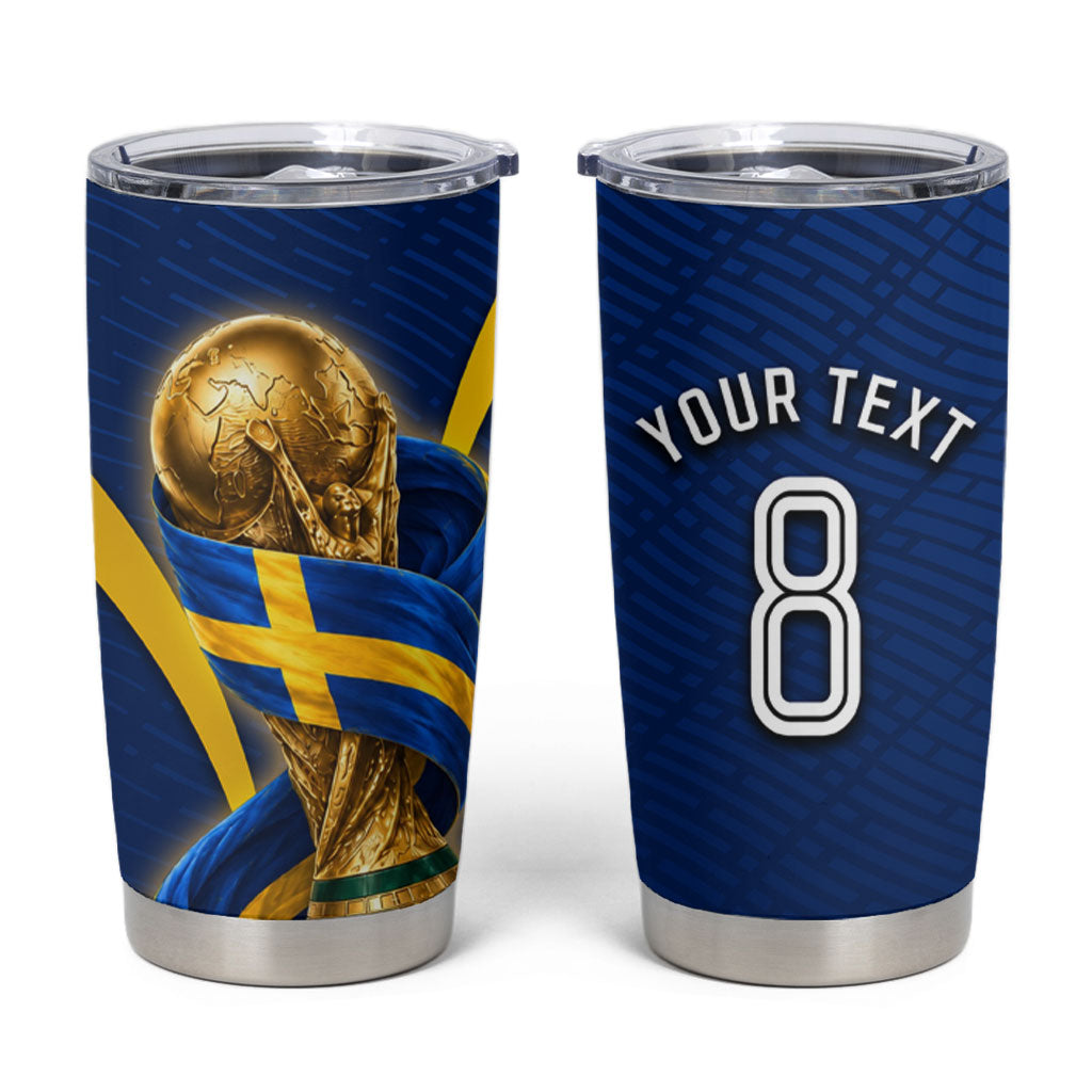 Personalized Sweden Football Trophy Tumbler Cup Golden Cup Flag Ribbon Dynamic Stripes