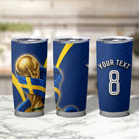 Personalized Sweden Football Trophy Tumbler Cup Golden Cup Flag Ribbon Dynamic Stripes