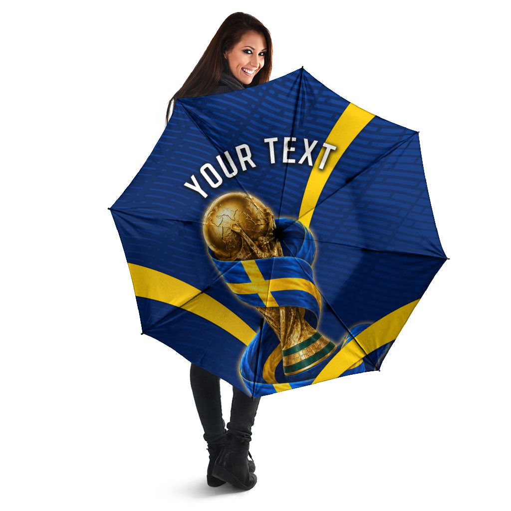 Personalized Sweden Football Trophy Umbrella Golden Cup Flag Ribbon Dynamic Stripes