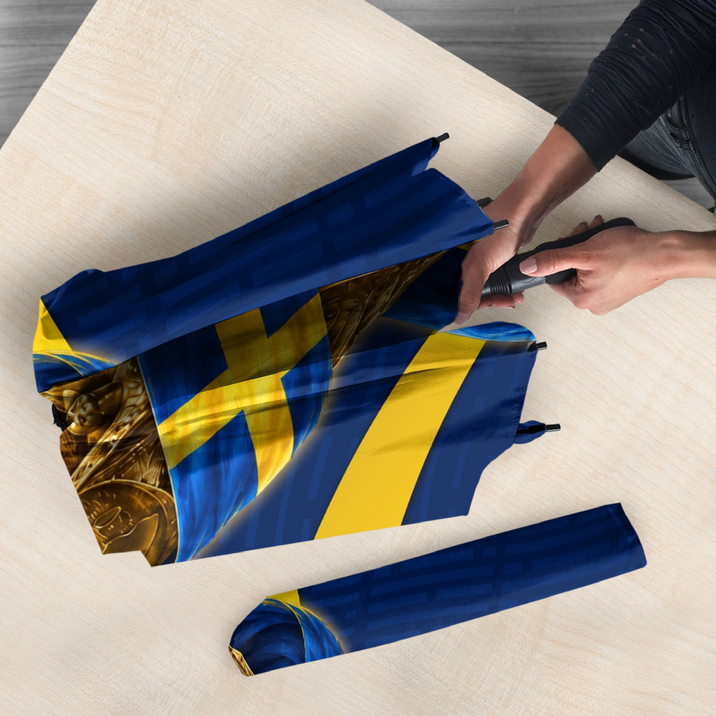 Personalized Sweden Football Trophy Umbrella Golden Cup Flag Ribbon Dynamic Stripes
