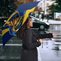 Personalized Sweden Football Trophy Umbrella Golden Cup Flag Ribbon Dynamic Stripes