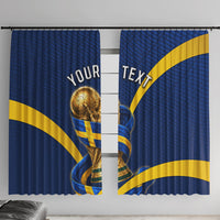 Personalized Sweden Football Trophy Window Curtain Golden Cup Flag Ribbon Dynamic Stripes