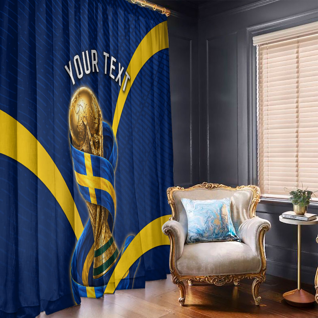 Personalized Sweden Football Trophy Window Curtain Golden Cup Flag Ribbon Dynamic Stripes