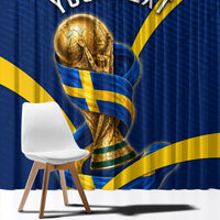 Personalized Sweden Football Trophy Window Curtain Golden Cup Flag Ribbon Dynamic Stripes