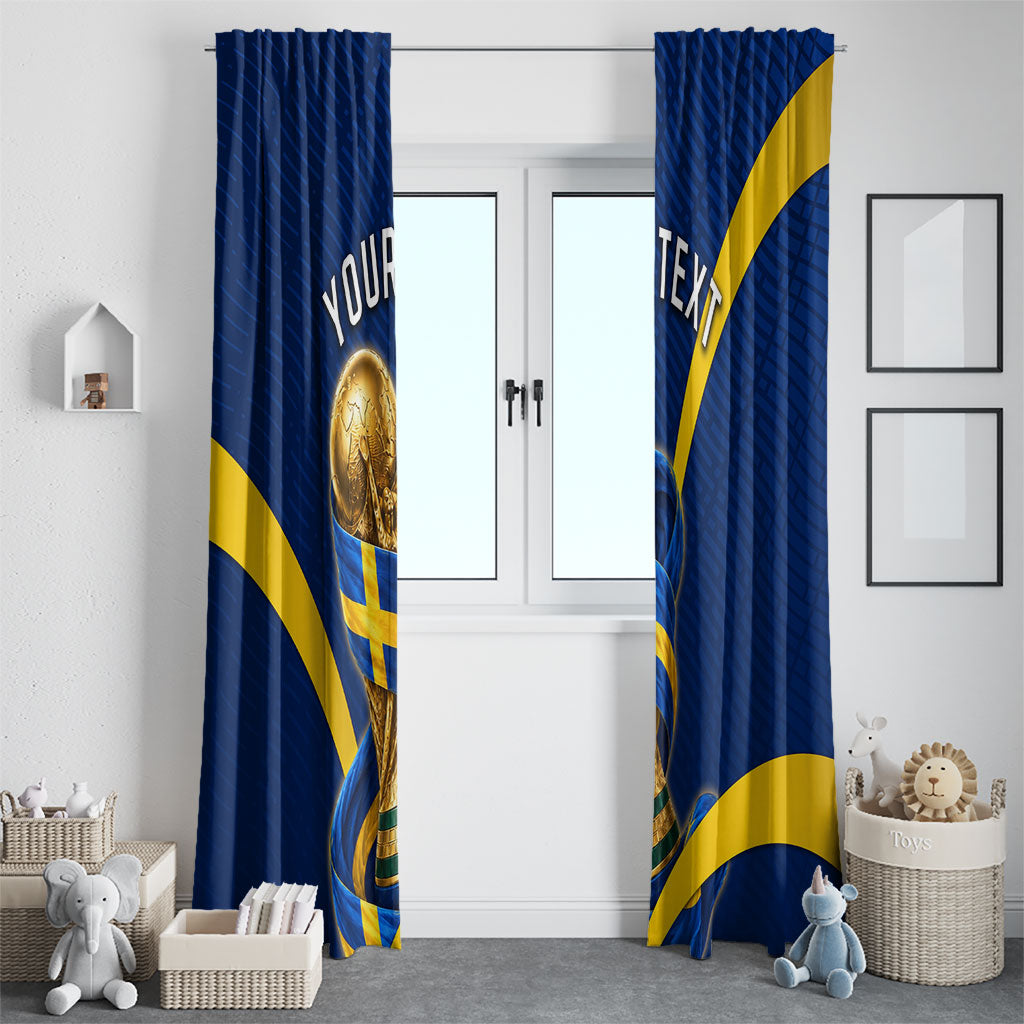 Personalized Sweden Football Trophy Window Curtain Golden Cup Flag Ribbon Dynamic Stripes