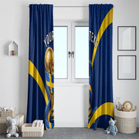 Personalized Sweden Football Trophy Window Curtain Golden Cup Flag Ribbon Dynamic Stripes