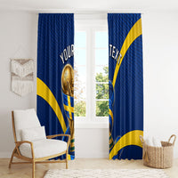 Personalized Sweden Football Trophy Window Curtain Golden Cup Flag Ribbon Dynamic Stripes