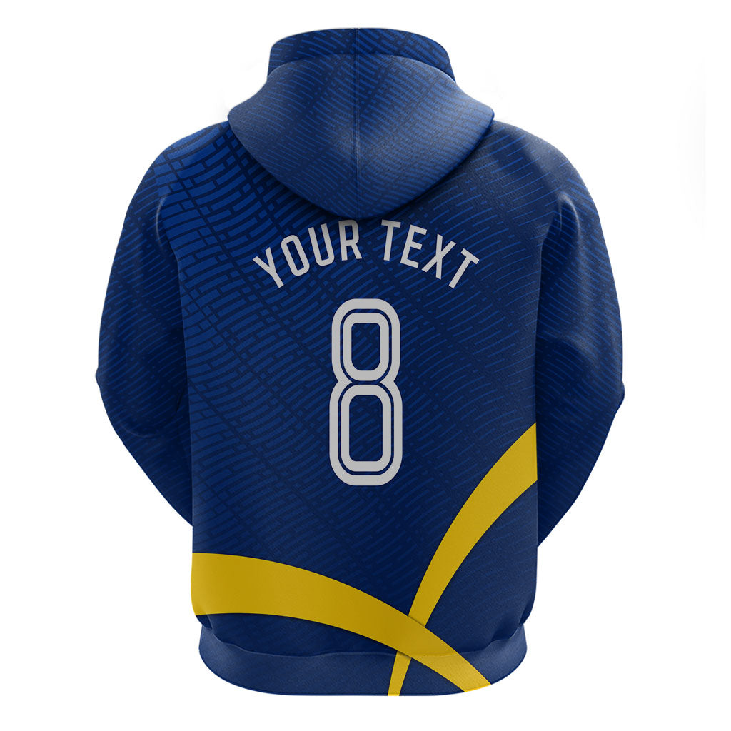 Personalized Sweden Football Trophy Zip Hoodie Golden Cup Flag Ribbon Dynamic Stripes